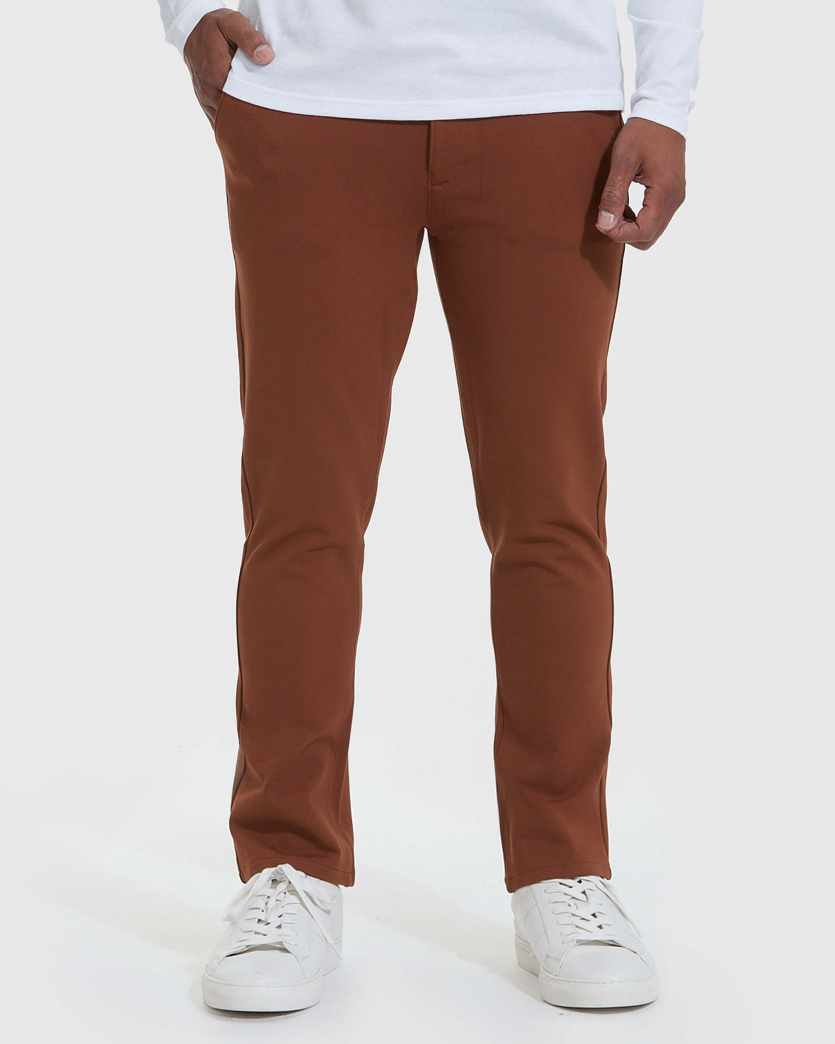 True Classic Suede Brown Slim Comfort Knit Chino Pant | 30