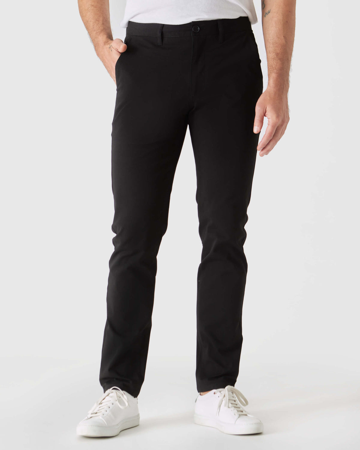 True Classic Black Slim Twill Chino Pant | 32