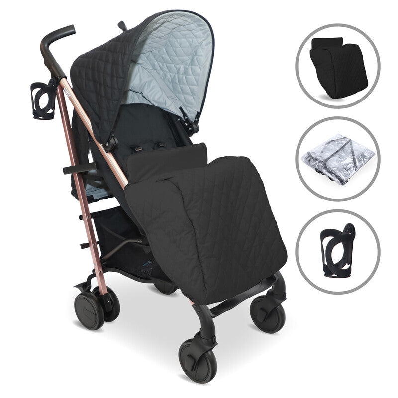 My Babiie MB51 Plus Baby Stroller Pram Pushchair – Quilted Black Comfort, Stylish Lightweight Travel System