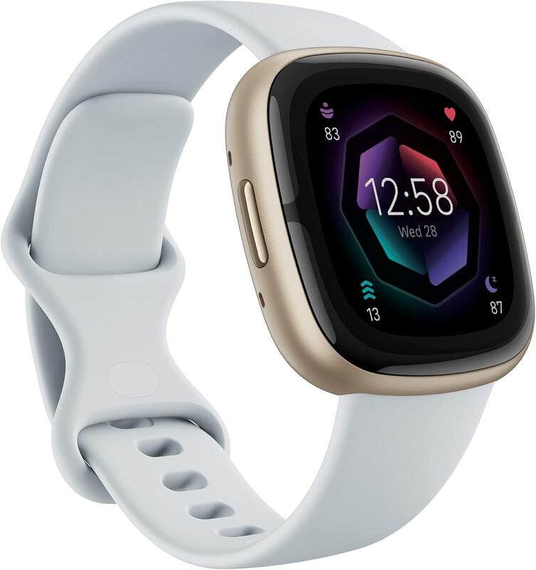 Fitbit Sense 2 Advanced Health & Fitness SmartWatch, Blue Mist Band & Soft Gold Aluminum Case for ECG & Stress Tracking