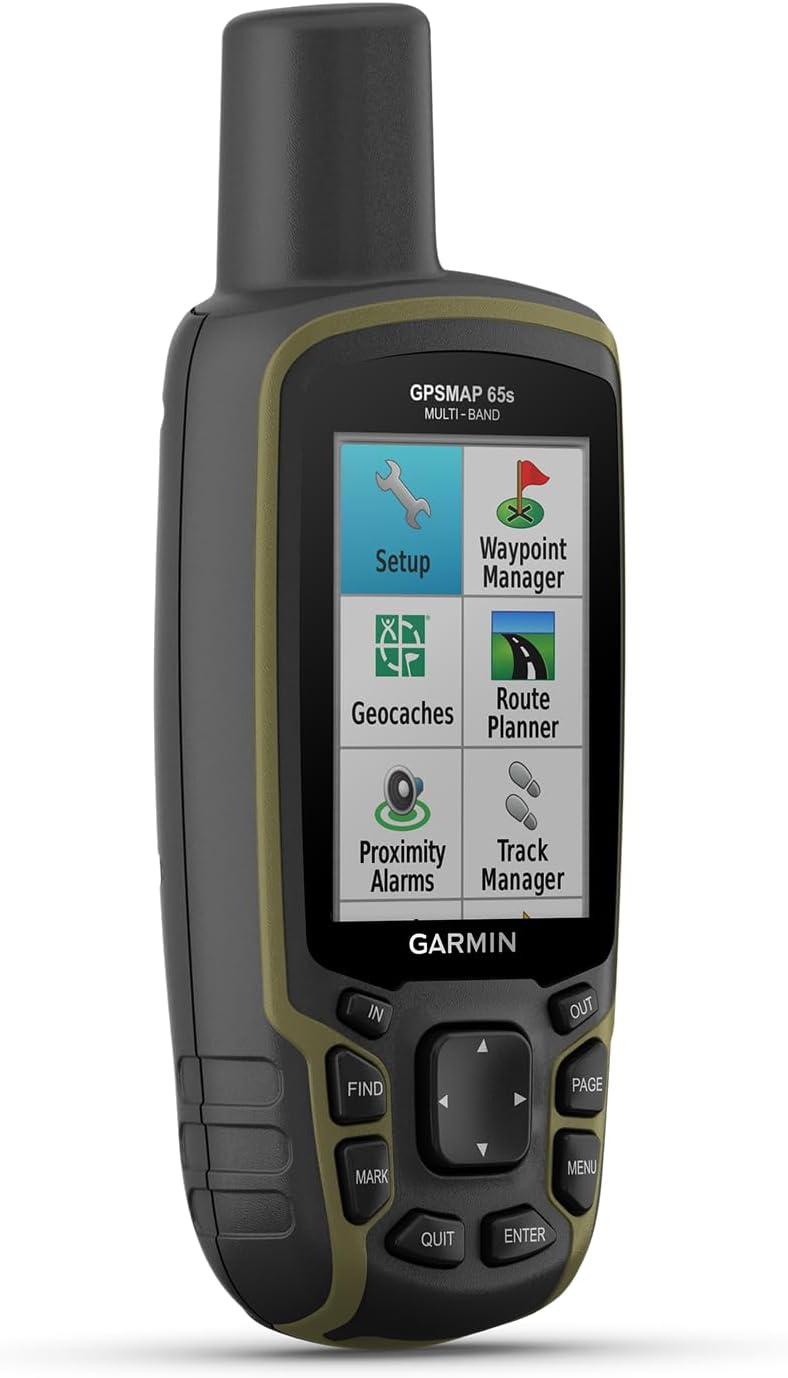 Garmin GPSMAP 65s – Robustes GPS-Outdoor-Navi mit vorinstallierter TopoActive Europakarte, 2,6“ Farbdisplay, Barometer & Kompass. Navigation mit 5 Sat