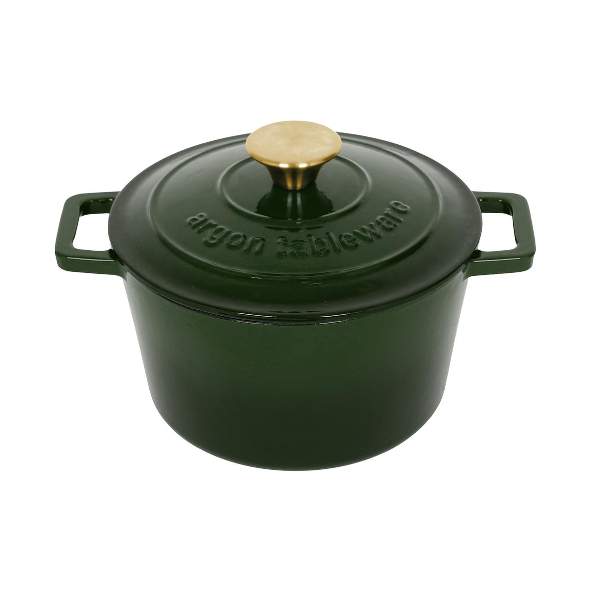 2.8L Dark Green Round Cast Iron Casserole Dish