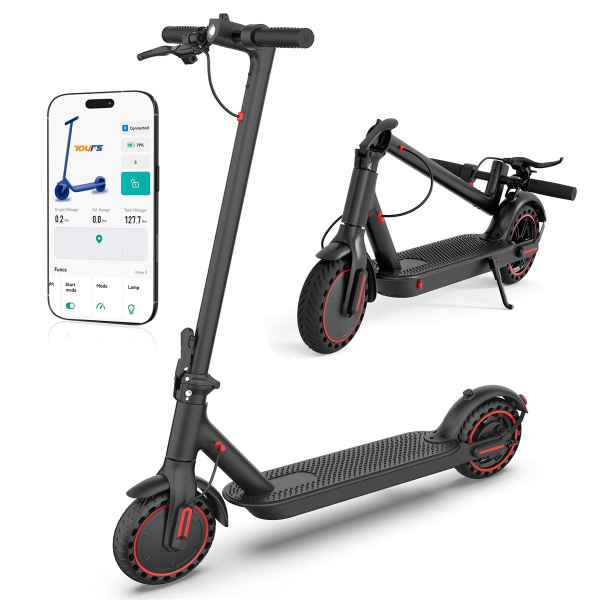 Elektroroller mit Straßenzulassung für Erwachsene, zusammenklappbar,Stoßdämpfung vorne und hinten, 10,4 Ah Akku, Reichweite 25–35 km