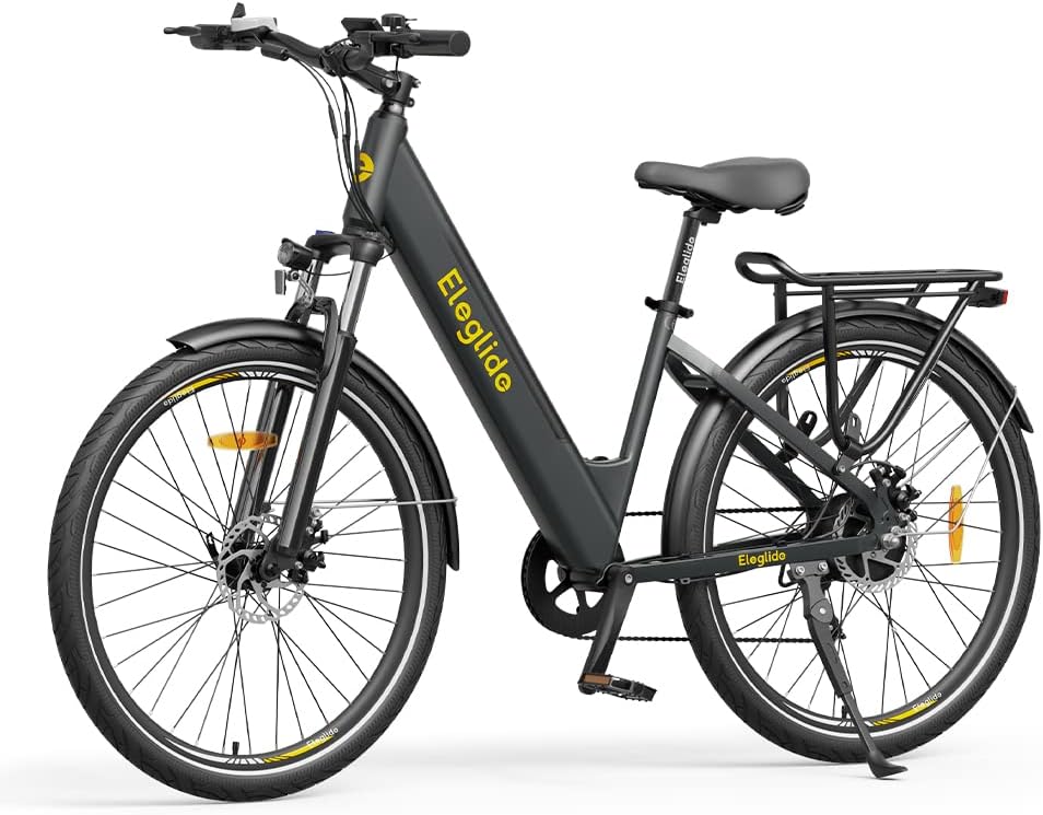 Eleglide E-Bike, T1 Step-Thru Elektrofahrrad 27.5'' Trekkingrad E-Citybike mit 36V 13Ah Lithium-Akku bis zu 100KM Lange Range, 250W Motor, Shimano 7 G