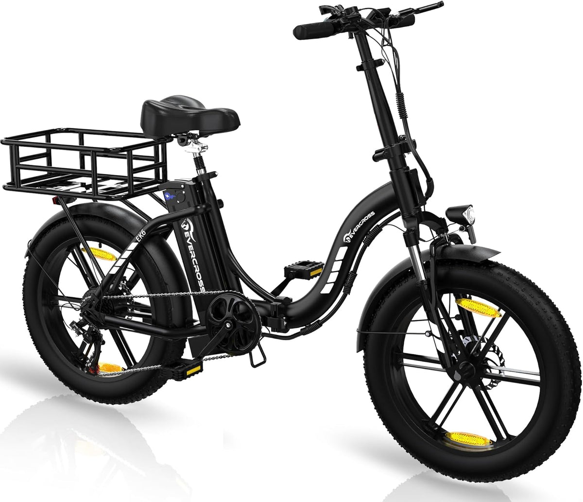 EVERCROSS EK6 Elektrofahrräder Erwachsene, faltbares E-Bike mit 20" x 4,0 Breiten Reifen, E Bike Mountainbike mit 7 Gang Getriebe, 48V 15AH Akku, 250W
