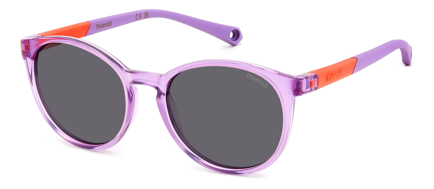 Polaroid PLD 8059/S 789/M9 Kid Sunglasses Plastic Lilac Grey Pantos Polarized