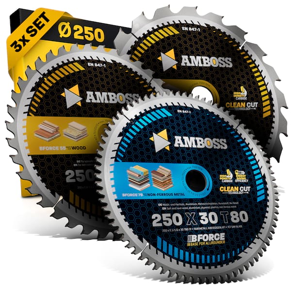 Amboss Ø250 Hand- Kreissägeblatt Set passend für Mafell Erika 85 EC, Dewalt DWE 7492 uvm.
