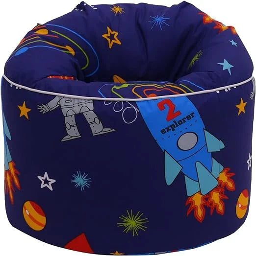 Indoor Round Bean Bag Chair Kids Playing Beanbag Seat Printed Pouffes - Moonlight