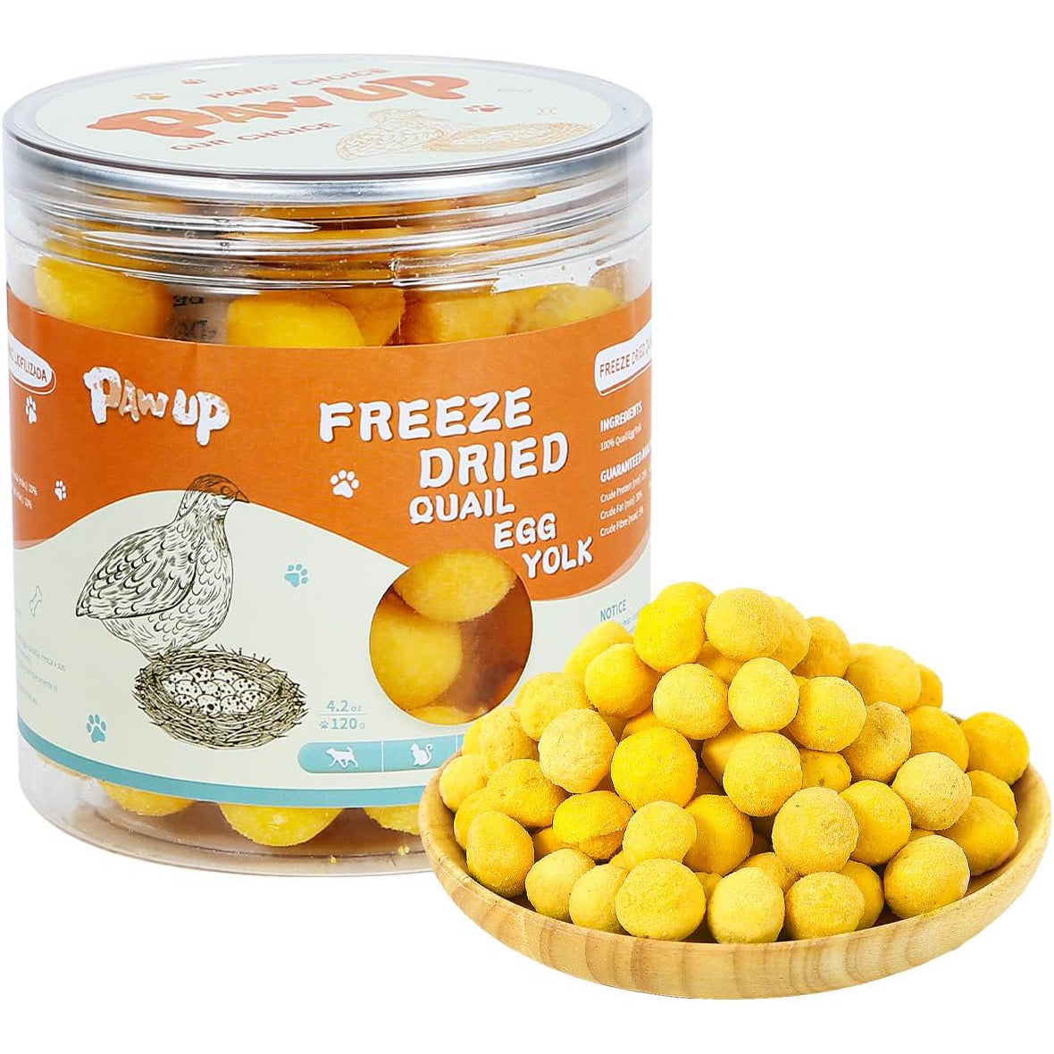 Freeze-Dried Quail Egg Yolk Treats for Dogs & Cats, Single-Ingredient Snacks - 4.2oz