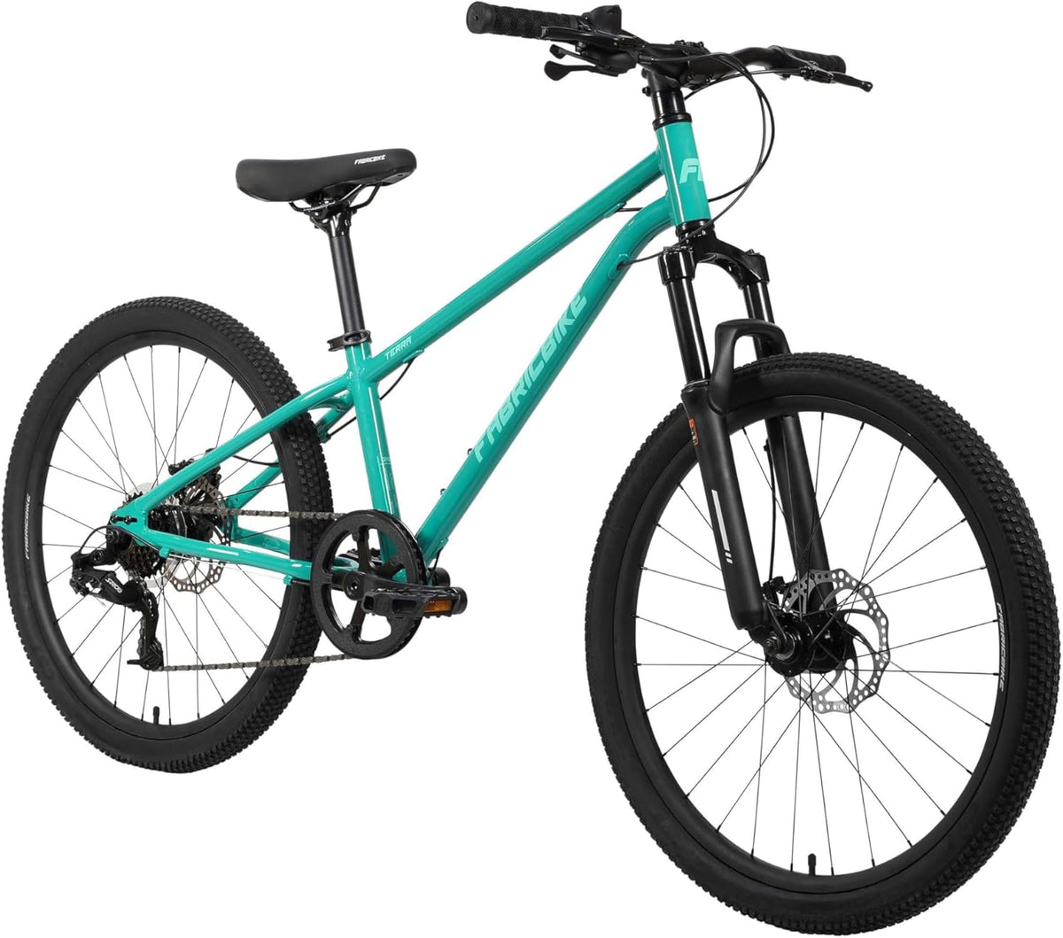 FabricBike Terra - Alu Mountainbike Jugendfahrrad 24 Zoll ab 8, 9, 10 und 11 Jahre, 7-Gang-Schaltung, Scheibenbremse, Federgabel, Kinder Fahrrad