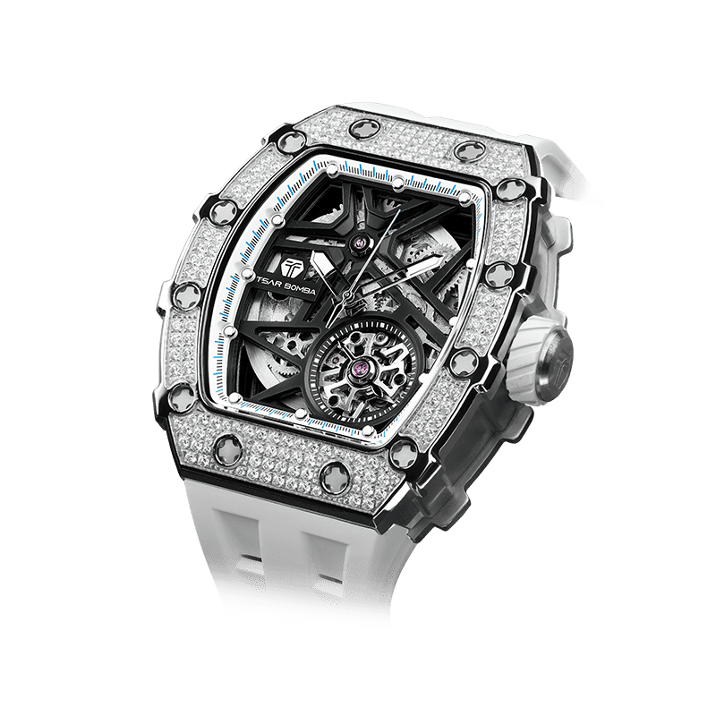 Elemental Series-Cubic Zirconia Automatic Watch TB8209D White