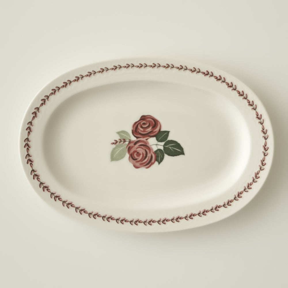 Rose Porcelain Oval Serving Platter - 11.8