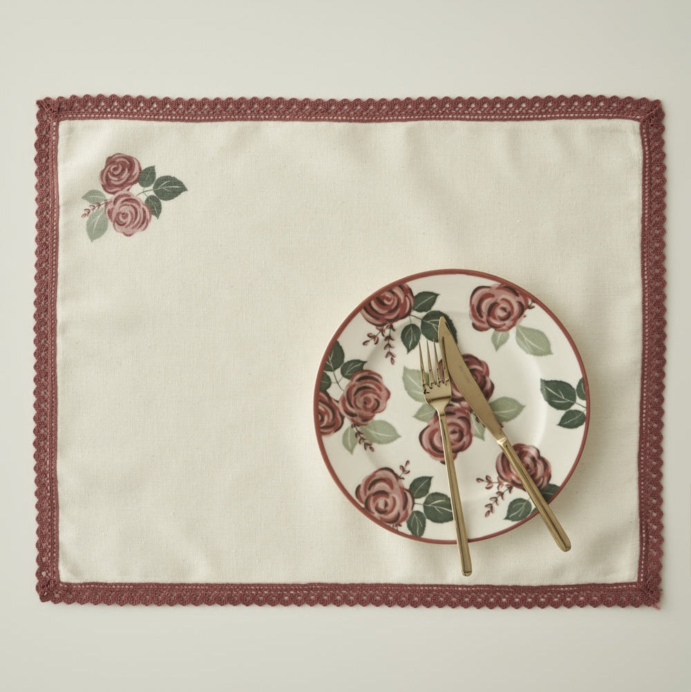 Rose Placemat with Lace Trim