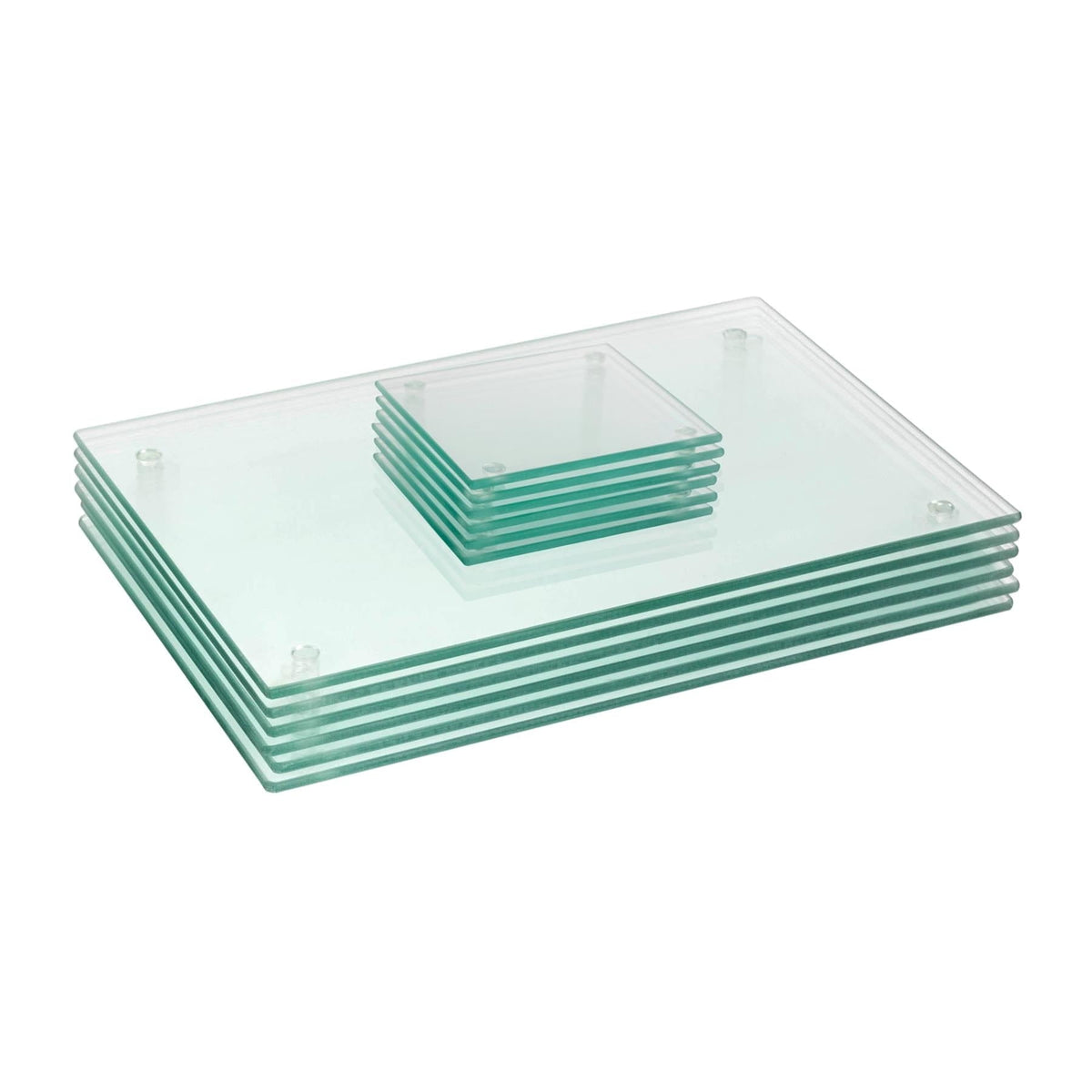 12pc Clear Glass Placemats & Coasters Set