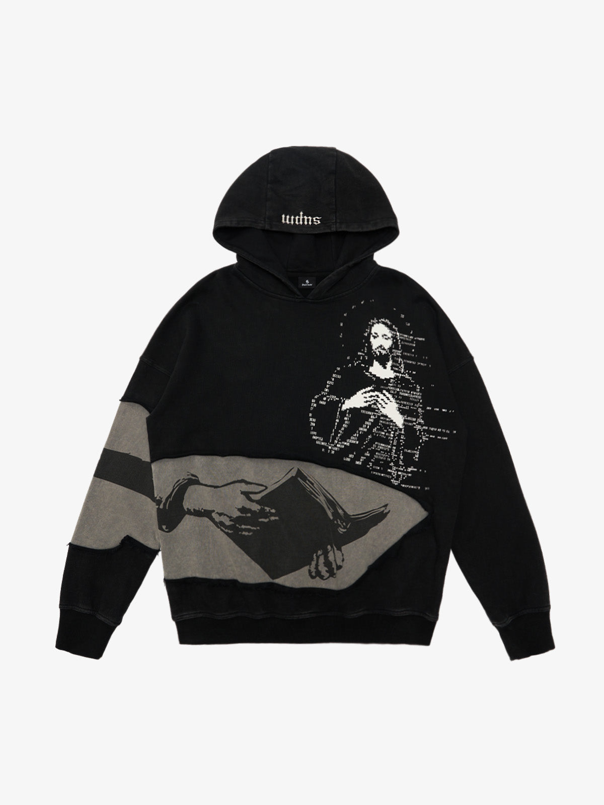 Distressed Electronic Exorcist Print Hoodie - Black / M