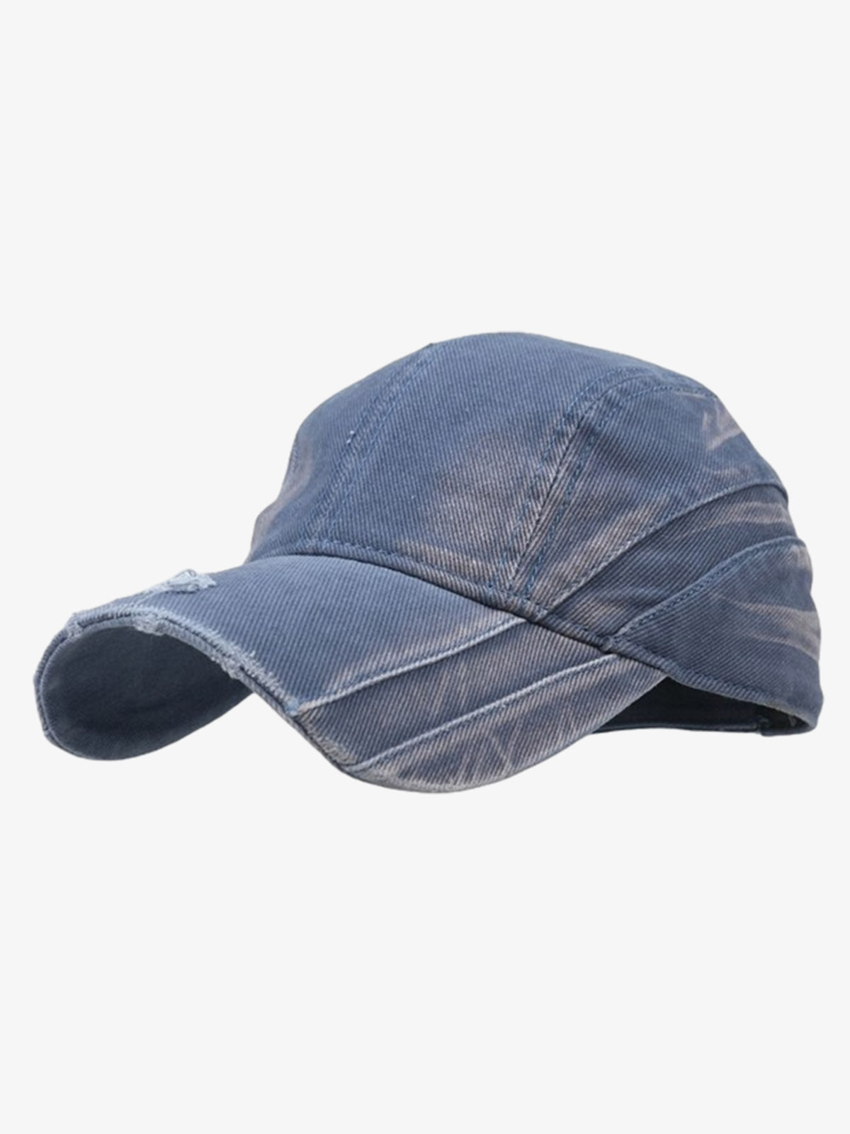 Washed Distressed Panel Baseball Cap - Denim Blue / ONE SIZE