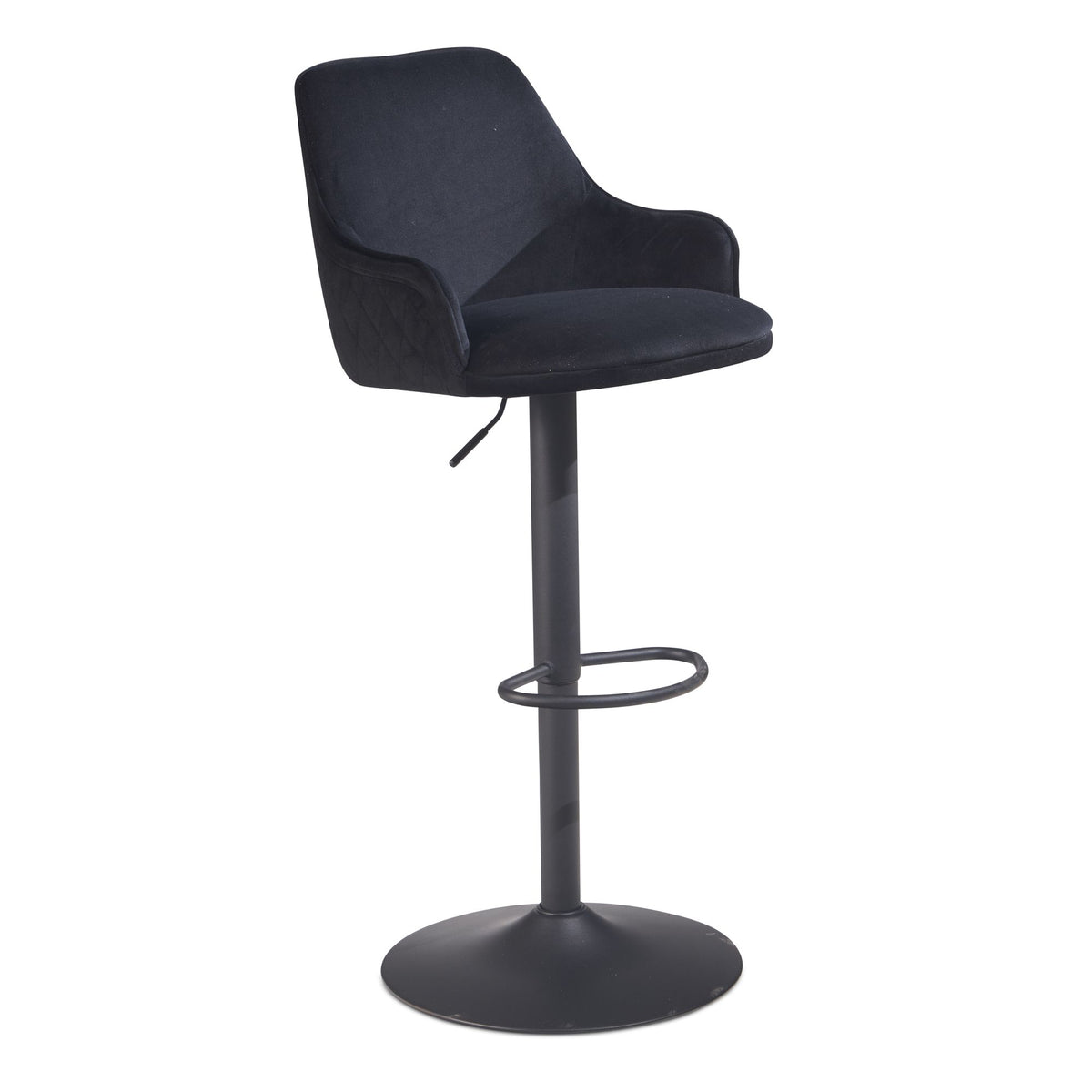 FineBuy Barhocker Samt Hocker mit Lehne 86 - 106 cm, Küchenhocker Höhenverstellbar Modern 100 kg, Barstuhl Tresenhocker mit Metall-Trompetenfuß, Bistr