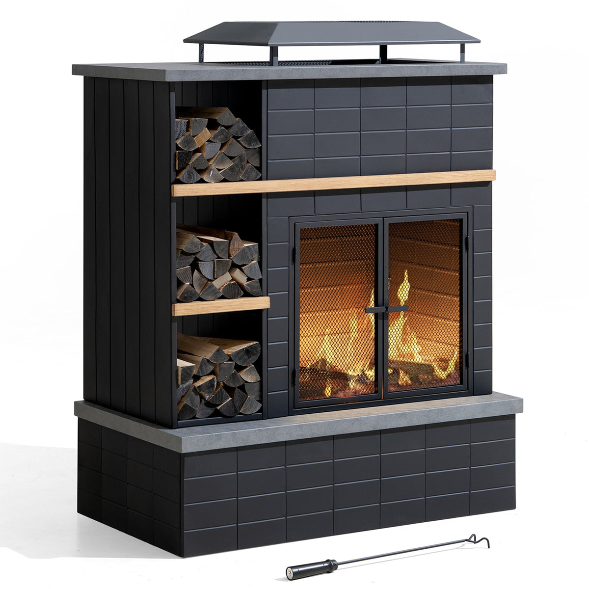 ETNA Steel Fireplace 106cm x 132cm - Black
