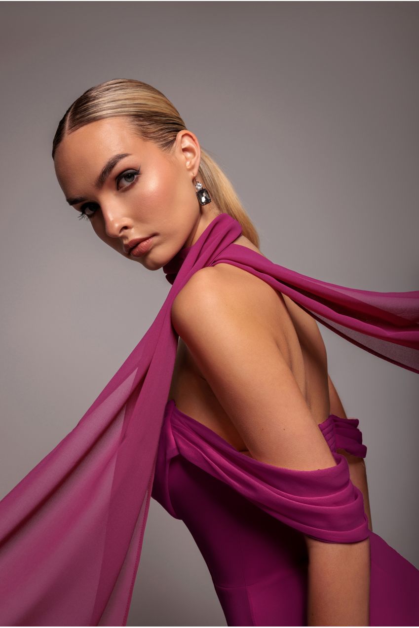 Chiffon Scarf - Magenta by Goddiva