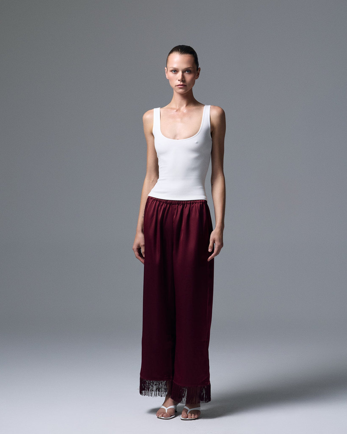 Rowe Satin Fringe Pants - XS