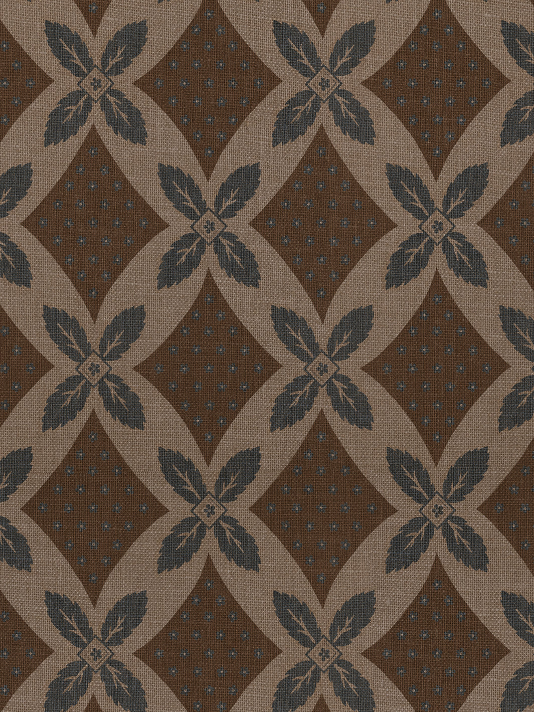 'Arthur' Burlap Wallpaper by Nathan Turner - Blue on Brown - Burlap Roll