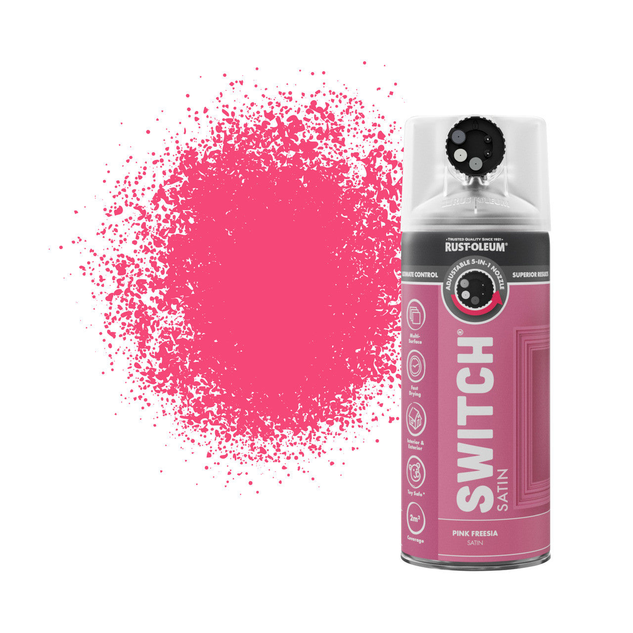 Switch 5-in-1 Nozzle Multi-Surface Satin Spray Paint - Pink Freesia 400ml