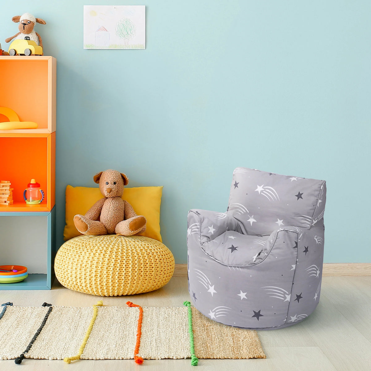 Printed Bean Bag Chair Kids Indoor Childrens Bean Bags High back Pouffes