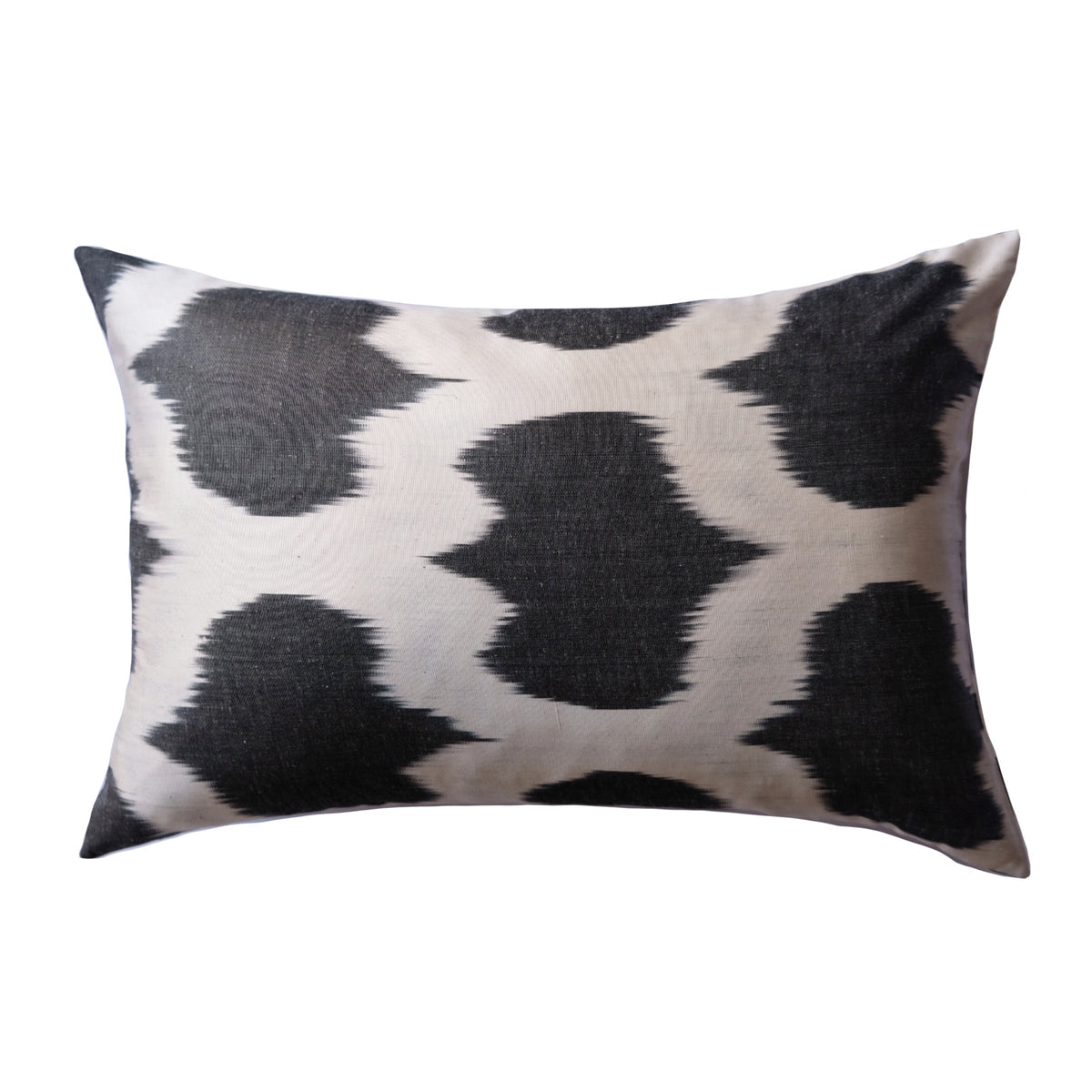 Buk Silk Ikat Lumbar Pillow - 16" x 24" / Black & White