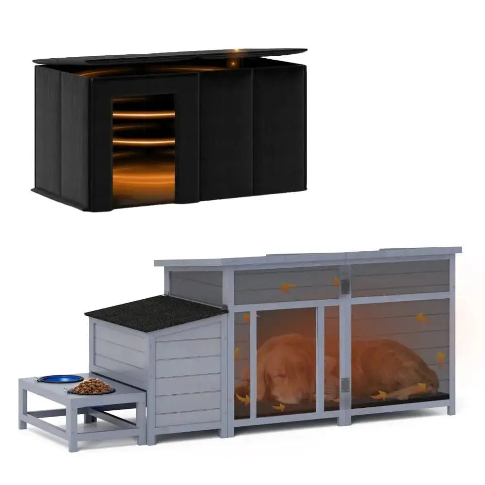 Coziwow 59''L Insulated Dog House with Feeding Bowl - Plain