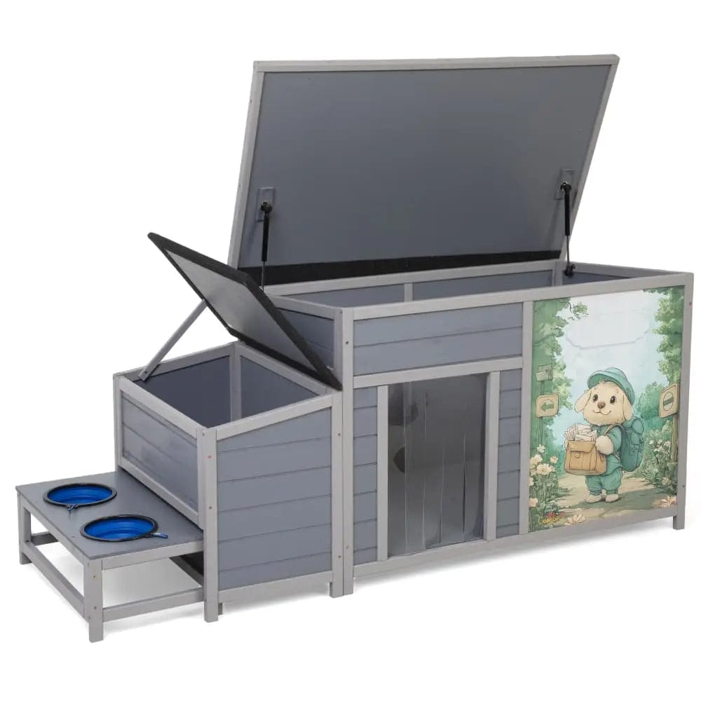 Coziwow 59''L Warm Dog House with Feeding Bowl - Basic / Patterned