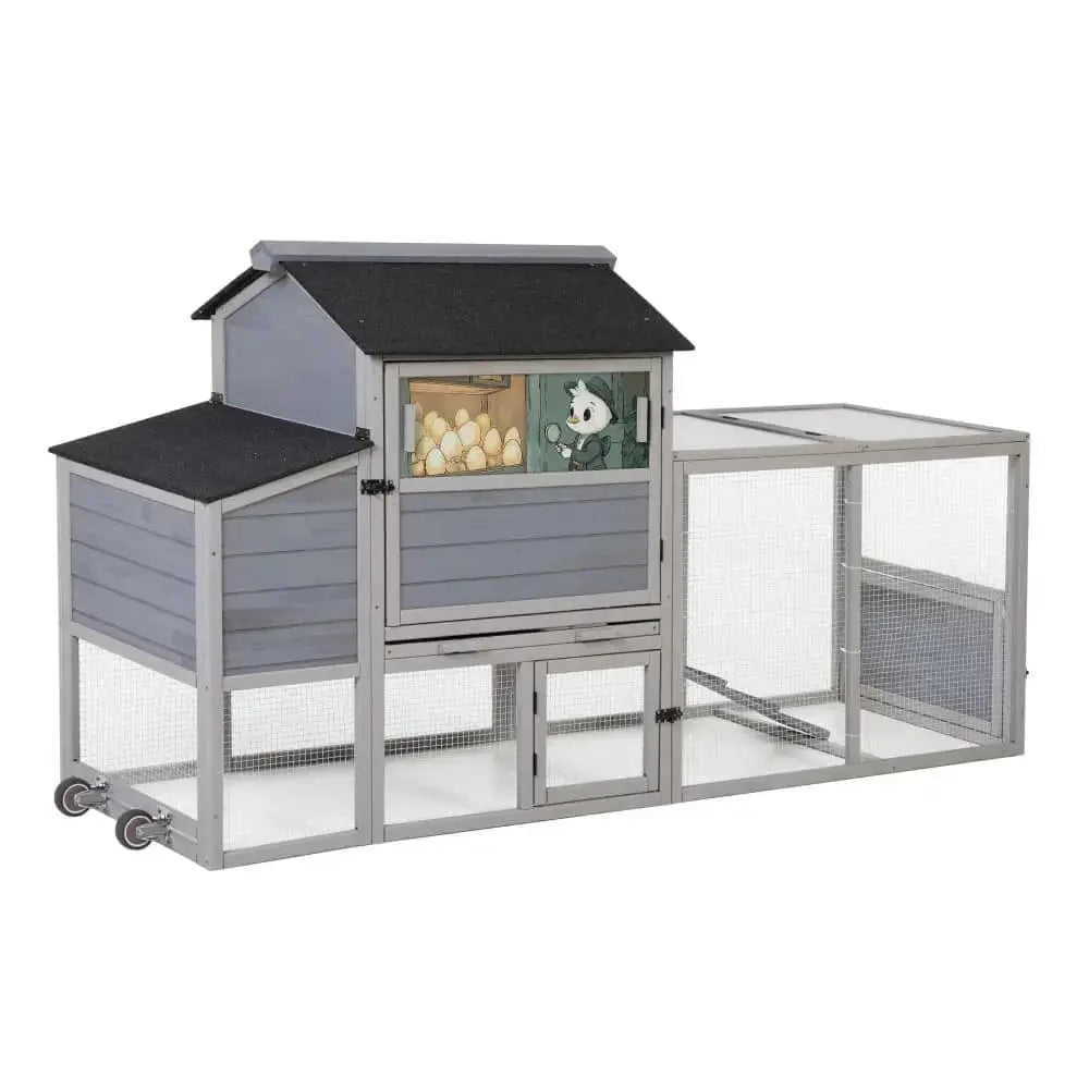 Coziwow 82"L Outdoor Chicken Coop on Wheels - Gray