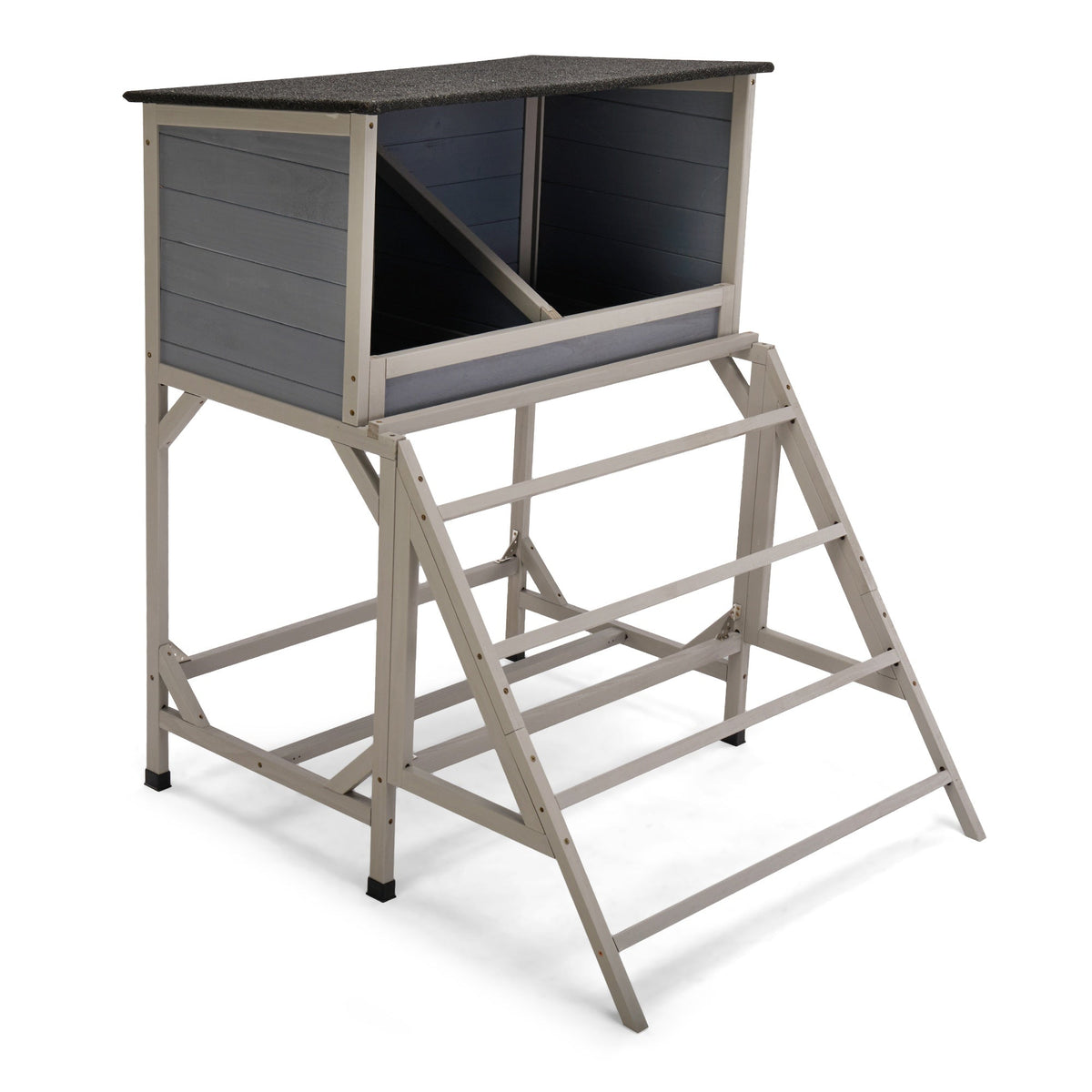 Coziwow 38"L Dark Gray Radiata Pine Wooden Chicken Coop with Standing Rack