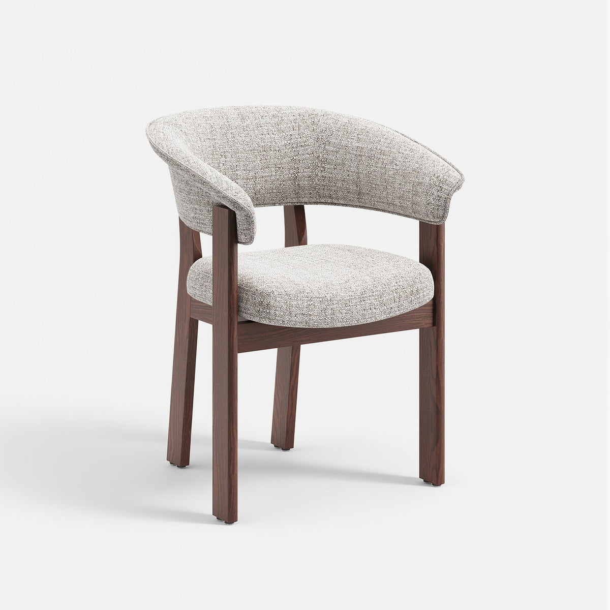 COLAMY HALO Luxe Fully Assembled Upholstered Dining Chair - Oatmeal & Walnut / Set of 1