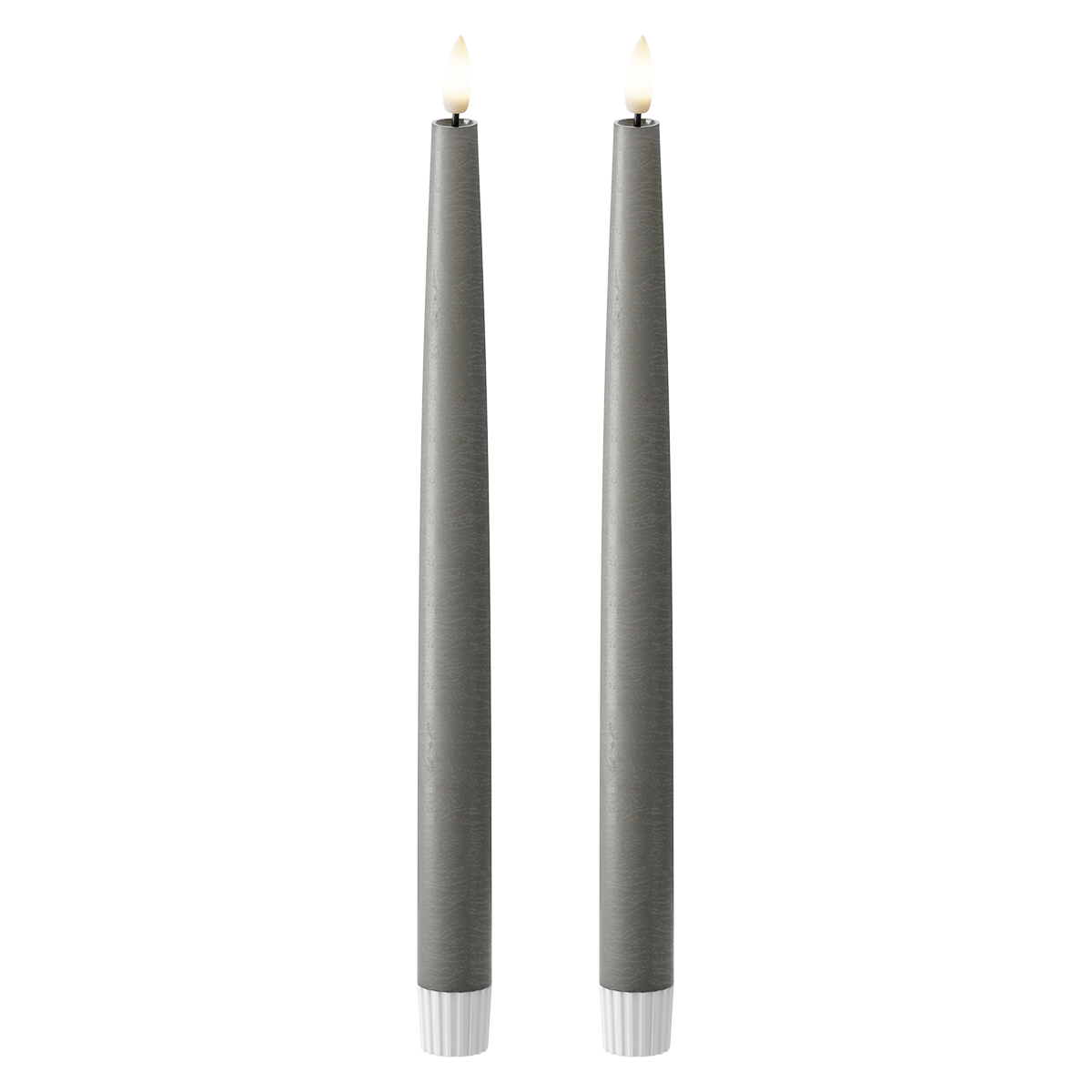 LED Stabkerzen 2 Stück, Ø 2,2 x 29 cm Dunkelgrau