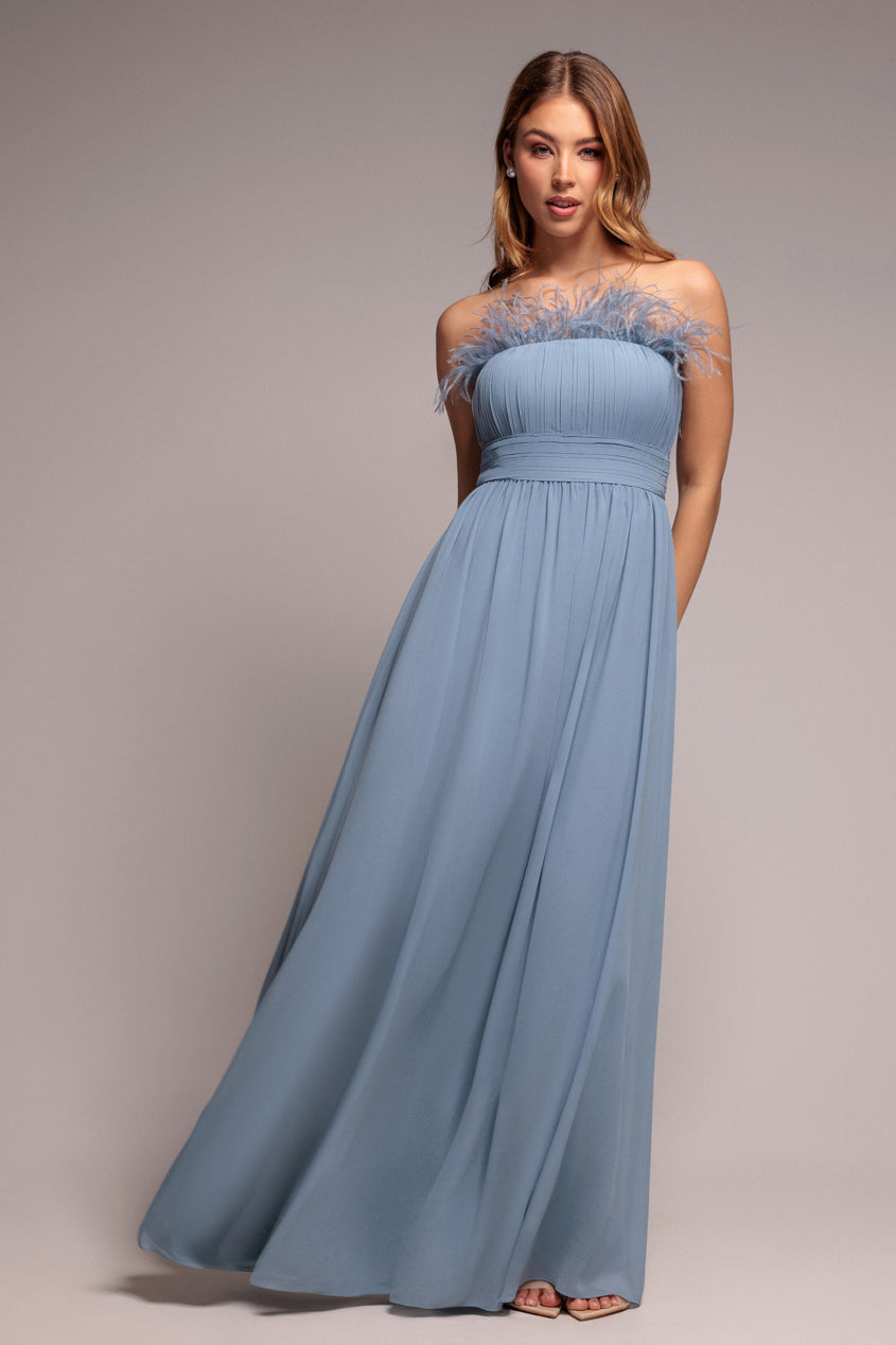 Bridesmaids Chiffon Maxi Dress - Blue by Goddiva