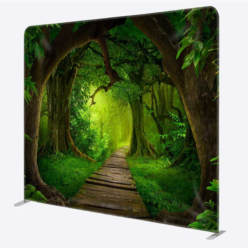 Aperturee Quiet Forest Trail Green Square Tension Backdrop, 6x6ft (WxH), 111 USD, square double-sided backdrops, DSAH0B610-F