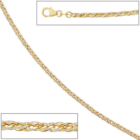 Zopfkette 585 Gelbgold Weißgold bicolor 1 9 mm 45 cm Gold Kette Goldkette