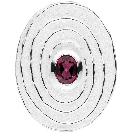 Anhänger oval 925 Sterling Silber matt 1 Rhodolit rot Silberanhänger