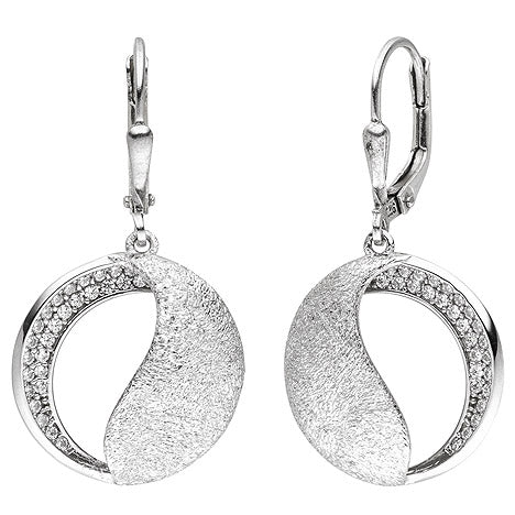 Ohrhänger 925 Silber eismatt 54 Zirkonia Ohrringe Boutons Silberohrringe