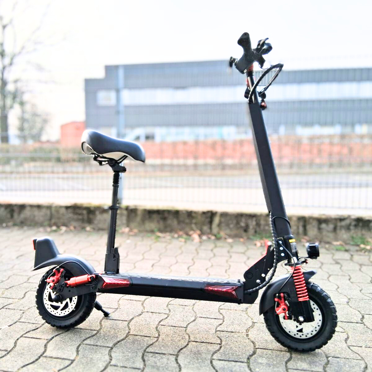 E-Sit Pro Premium Electric Scooter with Ergonomic Seat, Full Suspension System, and All-Terrain Off-Road Tires
