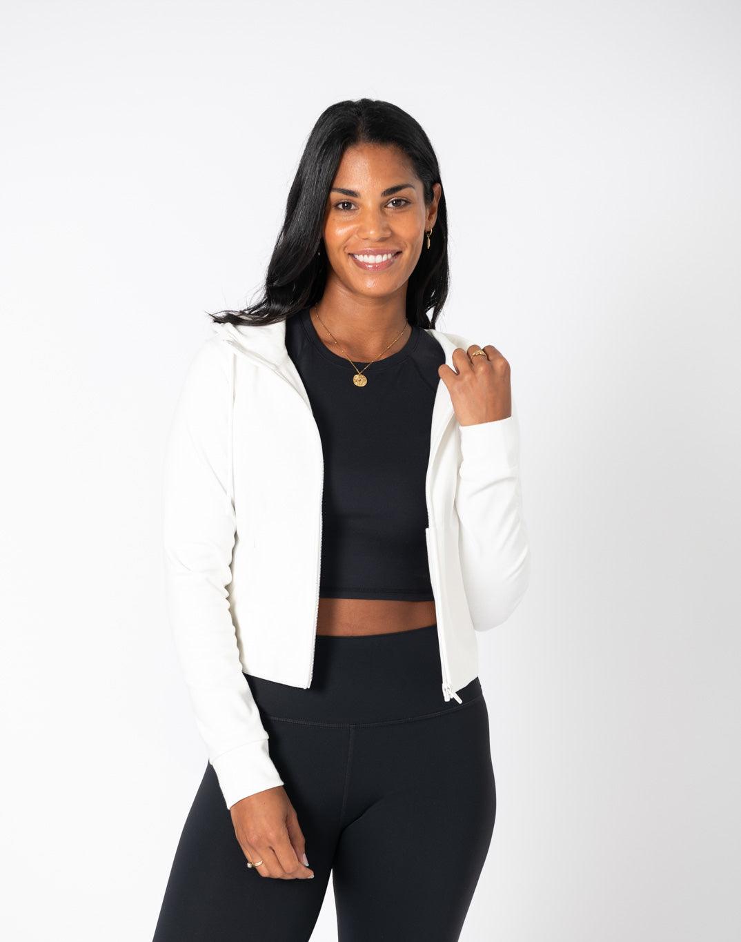 Chill Crop Zip Hoodie in Ivory White - XS/8 / Ivory White