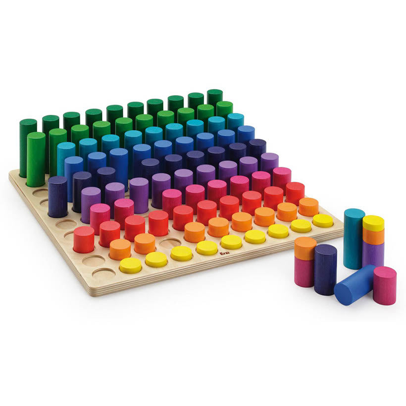 Erzi Lernspiel Mengenlehre (100-teilig) – Holz-Steckspiel zur Mathematik & Farbe...