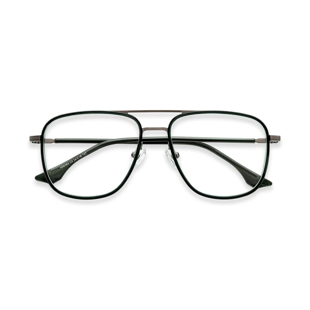 Alistair Clear Dark Green Gun Double Bridge Eyeglasses | EYDOLOGY