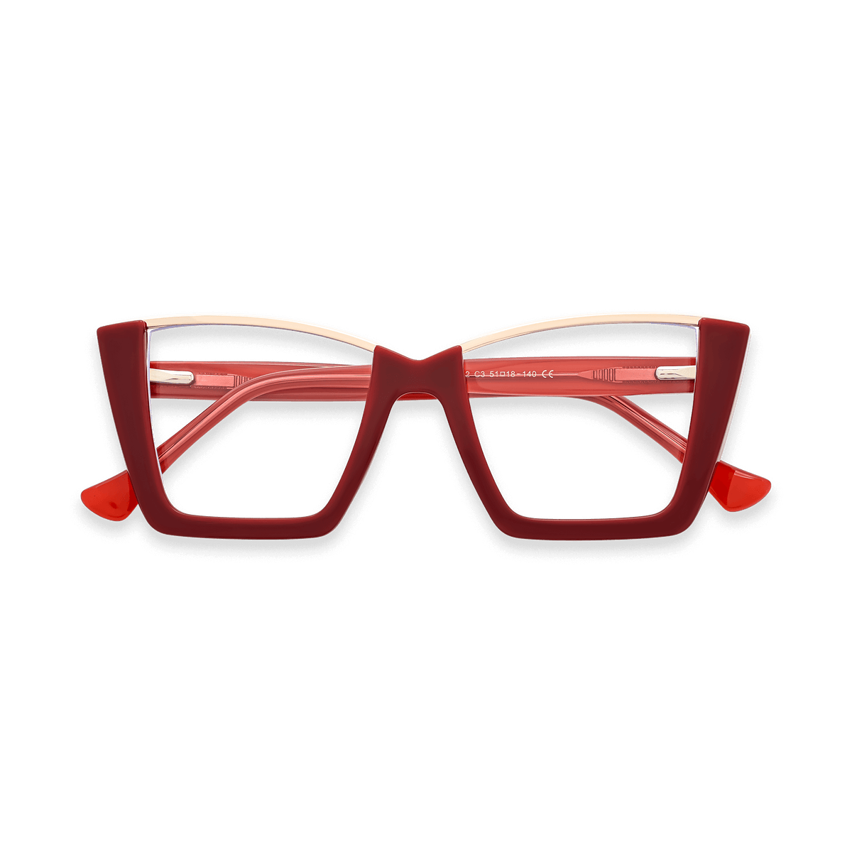 Ayra Deep Red Square Eyeglasses | EYDOLOGY