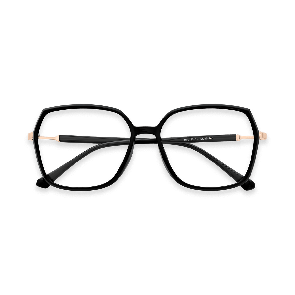 Carolyn Black Gold Oversized Eyeglasses | EYDOLOGY