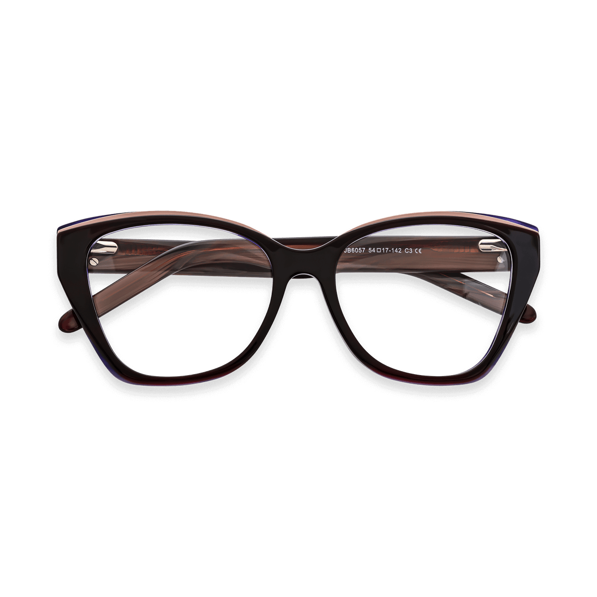 Elliott Dark Red w Purple inside Cat Eye Eyeglasses | EYDOLOGY