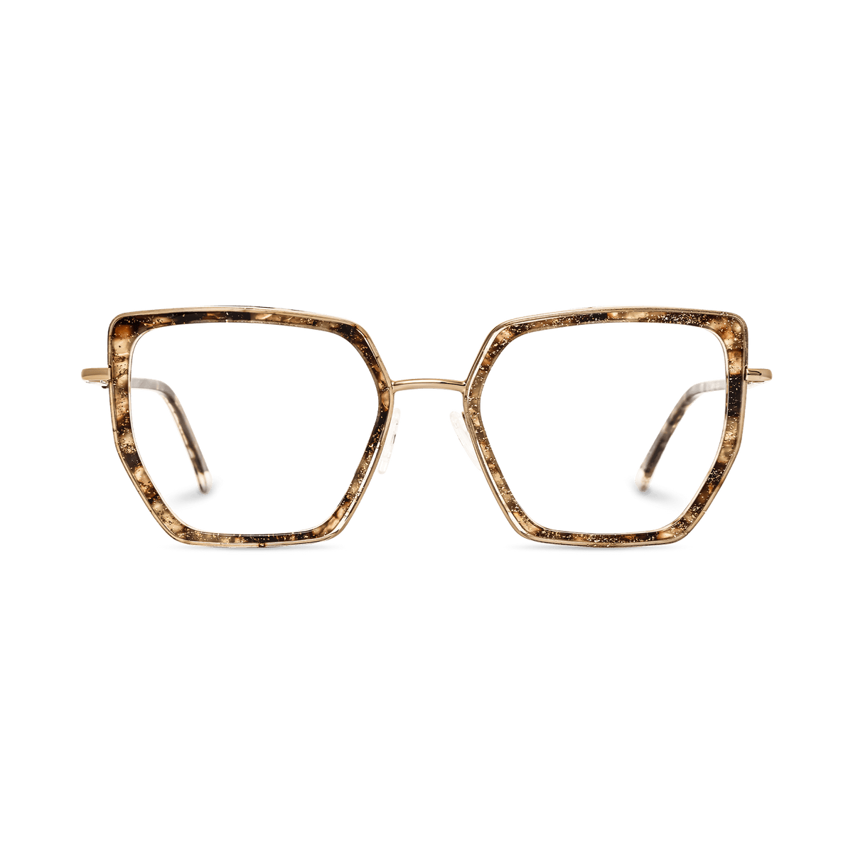 Ellis Glitter Brown Tortoise Geometric Eyeglasses | EYDOLOGY