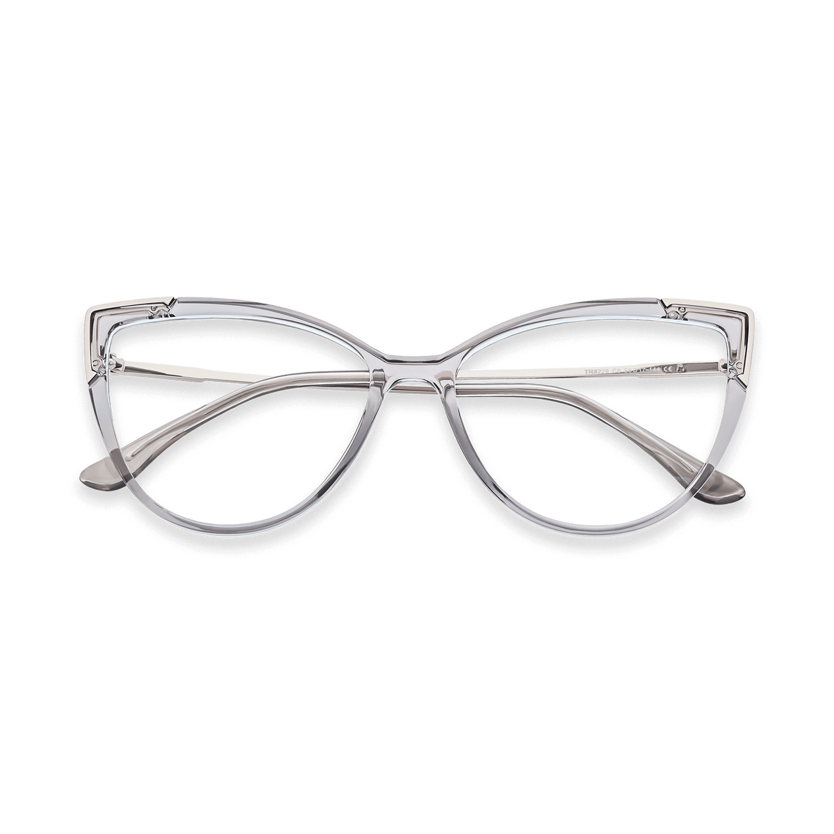 Kyra Transparent Grey Silver Cat Eye Eyeglasses | EYDOLOGY