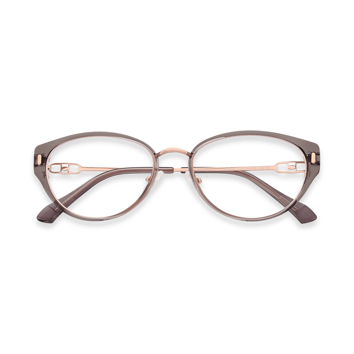 Leilani Transparent Purple Grey Rose Gold Cat Eye Glasses | EYDOLOGY