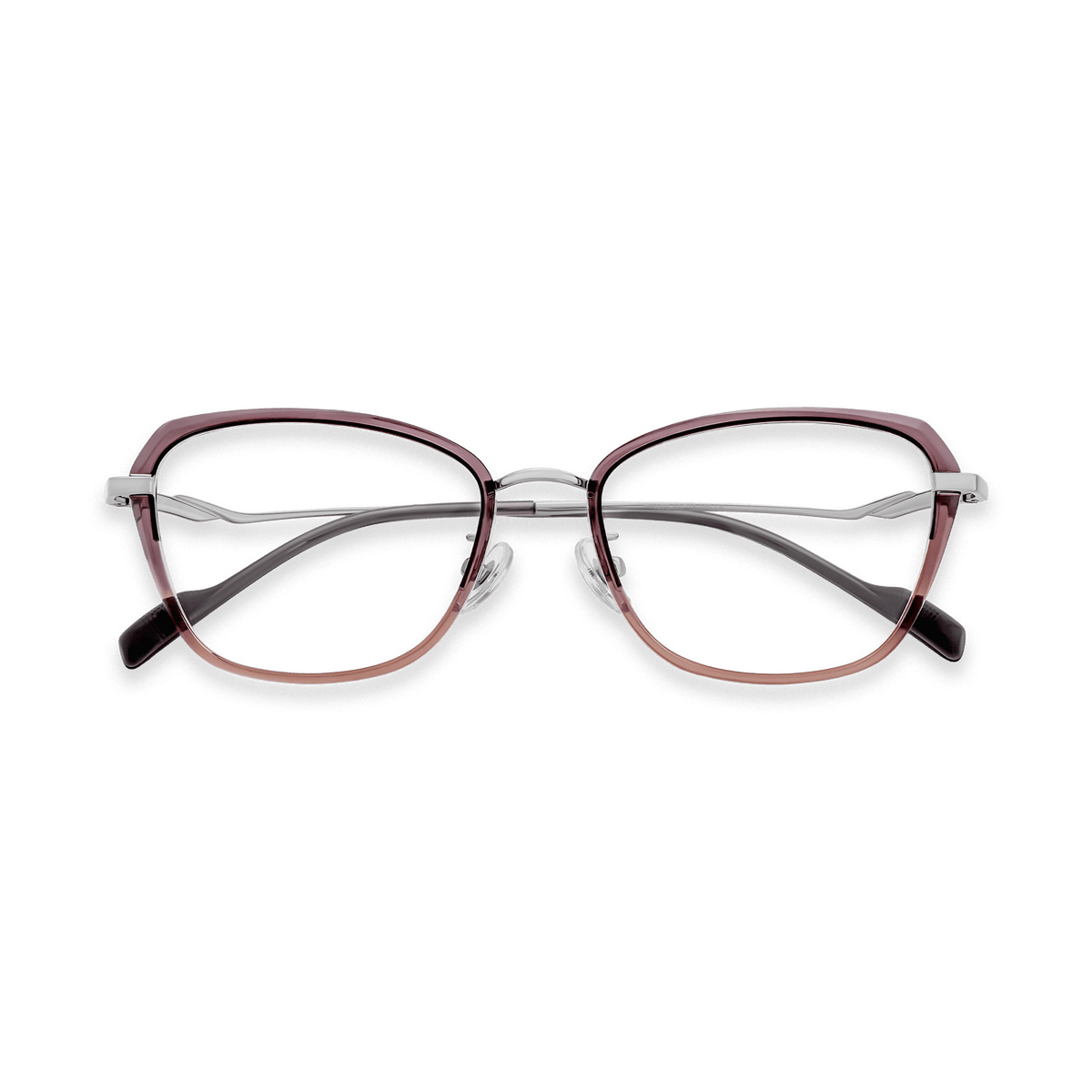 Magdalena Clear Grey Clear Brown Chrome Rectangle Glasses | EYDOLOGY